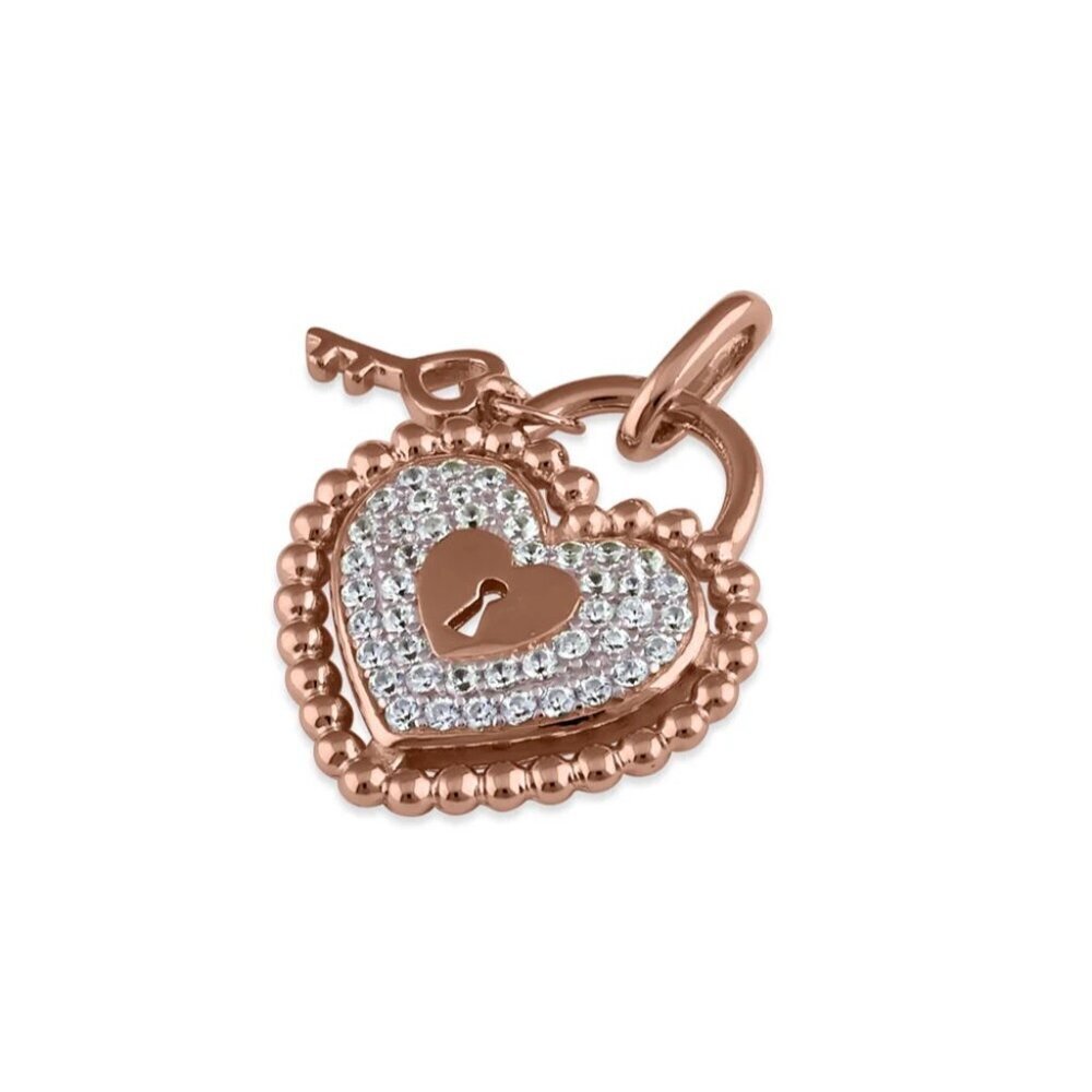 TEMP OUT
Sterling Silver Rose Gold Heart and Lock CZ Pendant